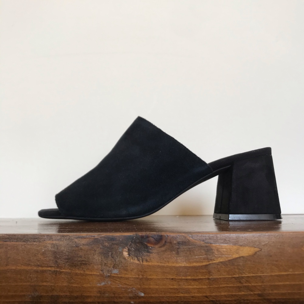 Jeffrey Campbell Black Suede Peep Toe Mule